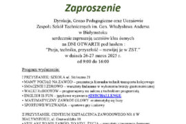 Zaproszenie na dni otwarte do Zespołu Szkół Technicznych